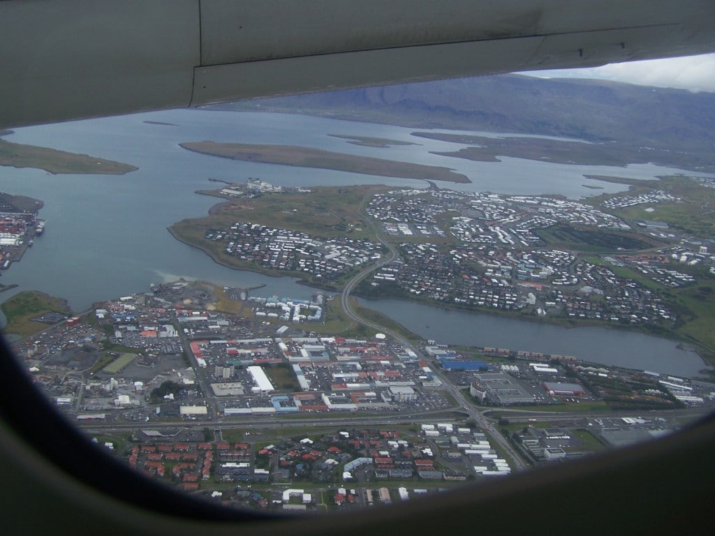 Reykjavik vue de Reykjavik depuis l'avion